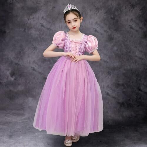 Kids Girls Princess rapunzel Dresses Full Ball Gown Long Party Dress Children halloween costumes for girls