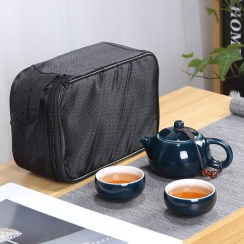 China Kung Fu Tea Set Ceramic Portable Teapot Set Outdoor Travel Gaiwan Tea Cups of Tea Ceremony Teacup Fine Gift Free shipping