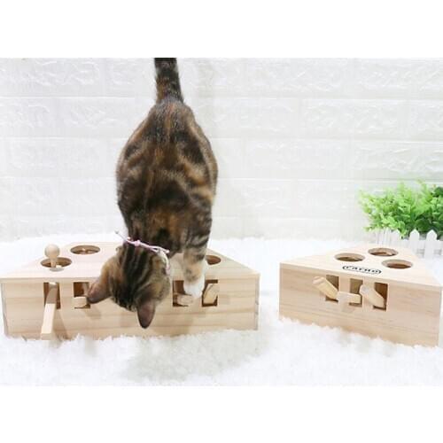 Pet Hamster Cat Toy Solid Wood Mouse Hole Cat Scratching Interactive Educational Toys Pet Supplies