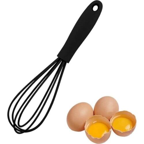 Kapmore 1pc Kitchen Silicone Whisk Stainless Steel Manual Mini Egg Whisk Egg Beater Egg Tools Accessories DIY Baking Tools