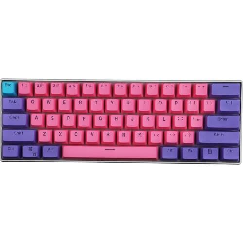 PBT Keycap 64 key Blue pink purple Double Color Backlight Keycaps Universal Column For Ikbc Cherry MX Annie Mechanical Keyboard