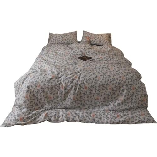 INS Pastoral Style Student Dormitory Single 3 PCs Set Fresh Pure Cotton All Cotton Double Linen Bed Four-Piece Set