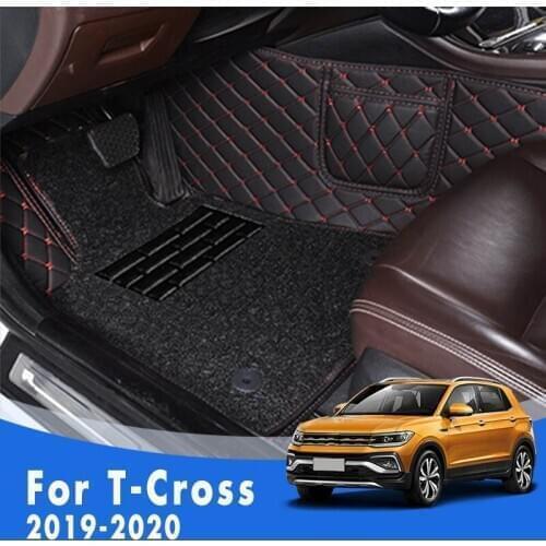 For T-Cross tcross t cross 2019 2020 Luxury Double Layer Wire Loop Car Floor Mats Carpets Auto Accessories Rug For Volkswagen vw