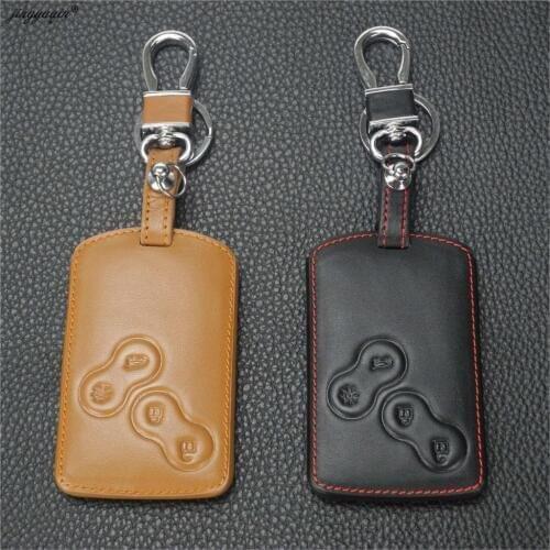 Jingyuqin Leather Keychain Key Case Holder for Renault Clio Scenic Megane Duster Sandero Captur Twingo Koleos protector Cover