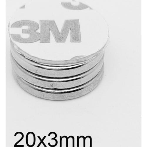 2~50PCS 20x3 Round Powerful Strong Magnetic Magnet With 3M Double-Sided Adhesive Tape 20*3 Disc Rare Earth Magnet 20x3mm