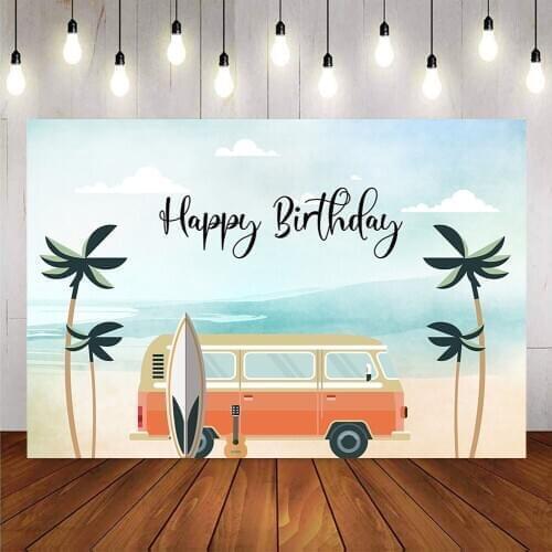 Summer holiday happy birthday party background summer beach photography backdrop custom vinyl floor photocall