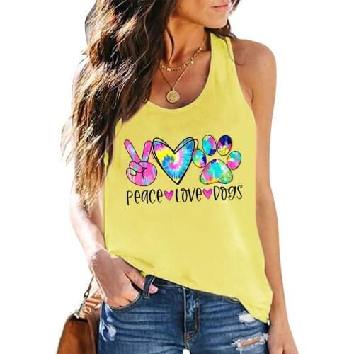 Summer Vest Women Steeveless 100% Cotton Camisole Colorful Heart Letter Printed Fashion Female Casual Waistcoat O-Neck Tank Tops