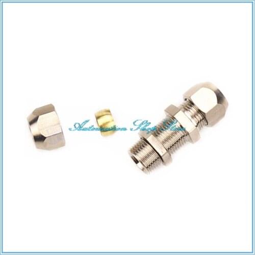 Bulkhead Straight Push Brass oil Pipe Fitting 4 6 8 10 12mm OD Tube Compression Ferrule Tube Compression Fitting Connector