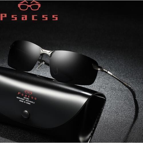 Psacss Square Sunglasses Men Photochromic Brand Designer Driving Fishing Sun Glasses Mens High Quality Metal Frame Mirror UV400