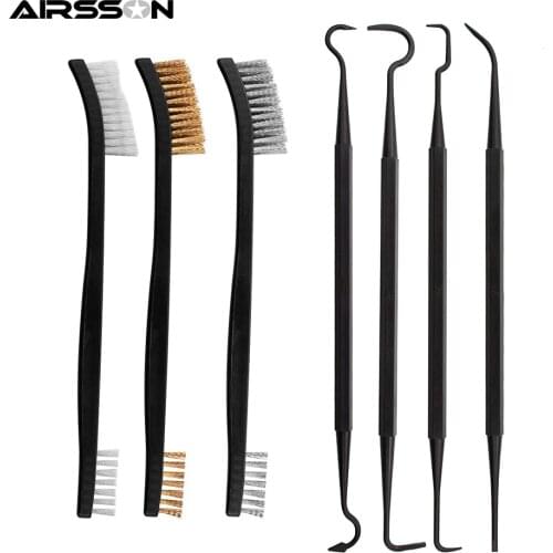 3/4/7Pcs Tactical Gun Cleaning Kit Steel Wire Brush Nylon Pick Set Universal Rifle Pistol Gun Cleaning Tool Hunting Accessories
