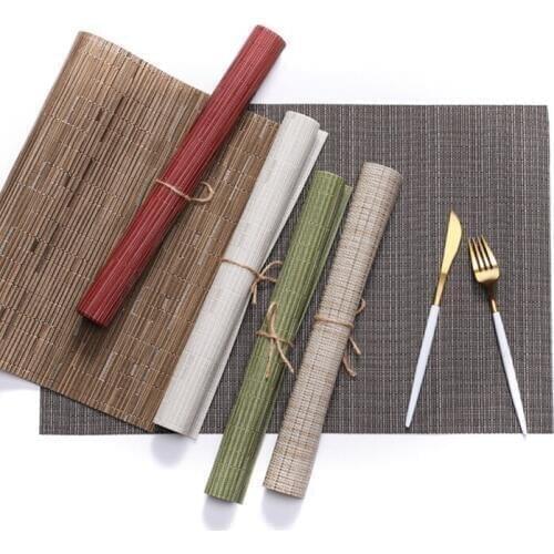 Pack of 4pcs Table Placemats PVC Table Mats Heat Insulated Pad Japanese Style Rectangle Mats 45x30cm