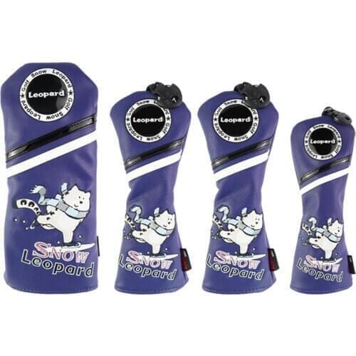 NRC Golf Driver Headcovers Sporting Goods PU Leather Snow Leopard Fairway Hybrids Woods Covers 1 Set