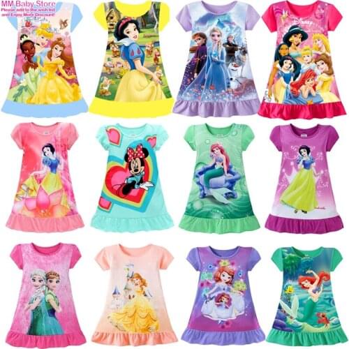 New Frozen 2 Anna Elsa Princess Girl Dress Nightdress Baby Pajamas Cotton Nightgown Kids Home Dress Kids Cartoon Sleepwear