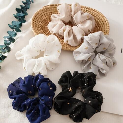 New star chiffon large intestine ring headdress female wild sweet plate release ring three-state hair ring wholesale