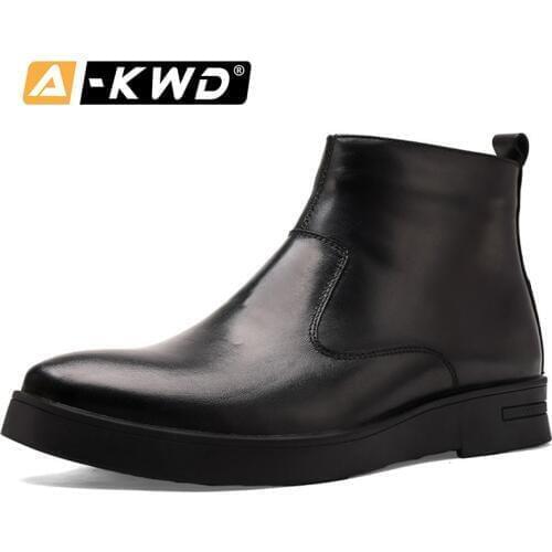 Autumn Couples Ankle Boots Genuine Leather Shoes Men Plus Size 35-47 High Tops Men Snow Boots Botas De Invierno Business Booties