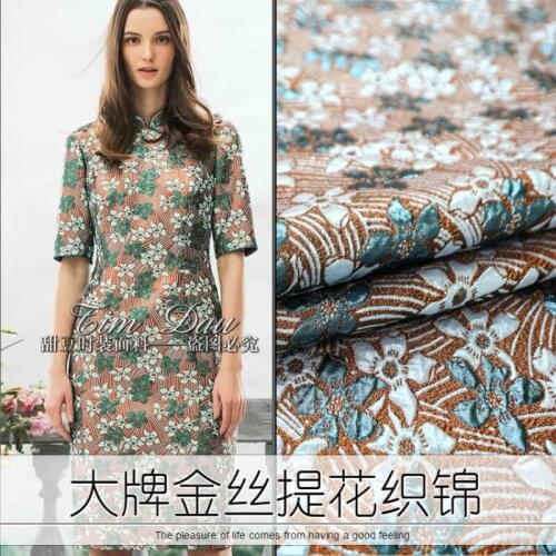 Polyester Gold Jacquard Brocade Fabric Fashion Dress Windbreaker Satin for Dress Fabric Wholesale Cloth Per Meter Sewing