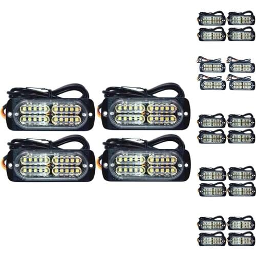 4PCS 12-24V 20-LED Warning Caution Hazard Construction Waterproof Strobe Light Bar with for Car Truck SUV