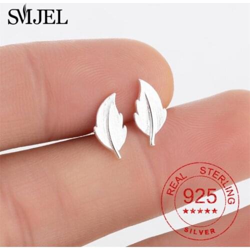 Real 925 Sterling Silver Daisy Sun Flower Leaf Earrings Stud for Women Girls Gift Boho Fashion Sterling-silver-jewelry Piercing