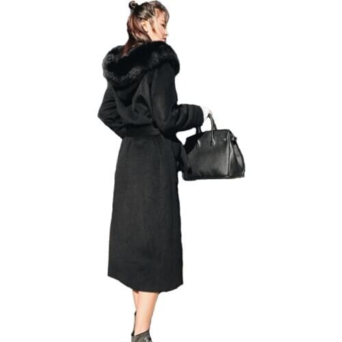 Woolen Collar Wool Coats Womens Mid-length Korean New Autumn Winter Students Thick Warm Over the knee Woman Woolen Coat Outwear