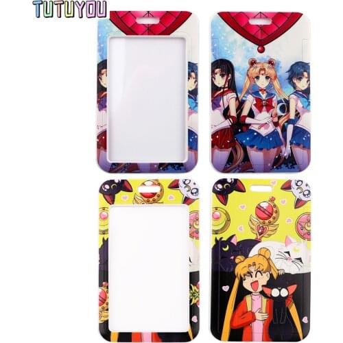 1pcs PC2983 Anime Moon Girl Lanyard Card Holder Student Hanging Neck Mobile Phone Lanyard Badge Subway Access Card Holder