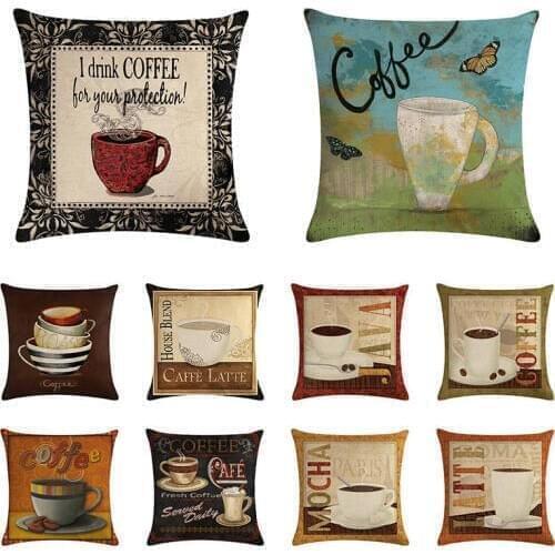Cute Coffee Double Side Print Cushion Cover Polyester Decorative for Sofa Seat Soft Throw Pillow Decorative Pillow Case i869