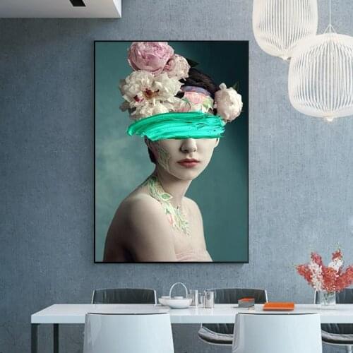Nordic Art Floral Woman Cover Canvas Art Posters and Prints Sexy Girl Canvas Wall Painting Art Picture Cuadros Wall Art Canvas