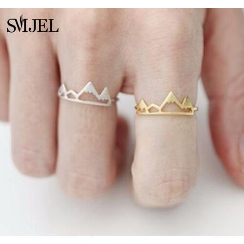 SMJEL New Tiny Snow Mountain Ring Open Cuff Rings For Women Birthday gifts Size 6.5 Adjustable Rock Climbing Jewelry Bijoux R171