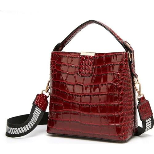 Patent Leather Handbag Ladies Alligator Pattern Handle Bag Women Luxury Shoulder Bag Female Small Crossbody Bag