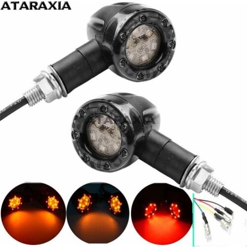 Bike Motorcycle LED Turn Signals Indicators Bullet Trim Ring Brake Stop Lights Moto For Harley Cafe Racer Rear Running Lamp