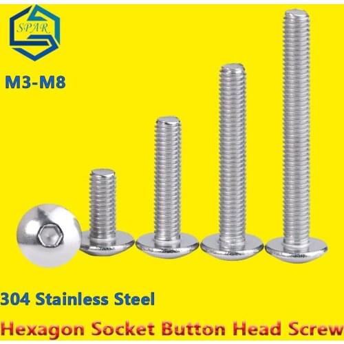 Round Head Screws Mushroom Hexagon Socket Button Head Screw Truss head Hex Socket screw Hexagon Socket Screws 304 Stainless Stee