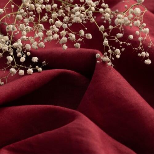 High quality flax fabric Cranberry color tissu Fashion gown, dress, trousers, shirt and jacket patchwork