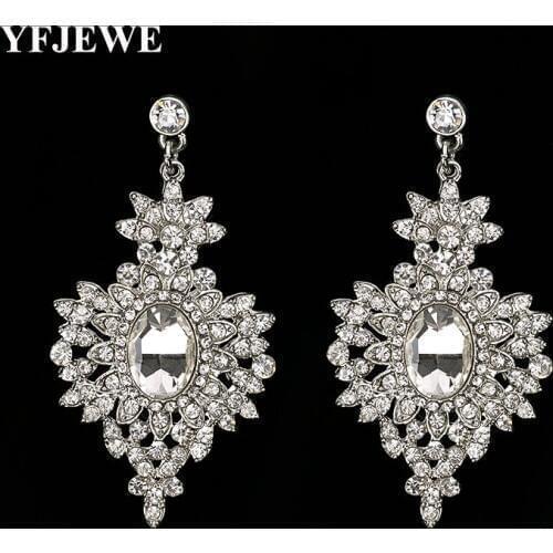 YFJEWE Women New Silver Color Bijoux Genuine Earrings Elements Austrian Crystal Earring Wedding Jewelry Accessories #E219