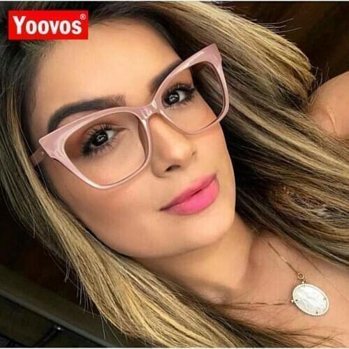 Yoovos 2021 Glasses Frame For Men/Women Blue Lignt Cateye Glasses Plastic Anti-Fatigue Luxury Eyeglasses Frames Gafas De Mujer