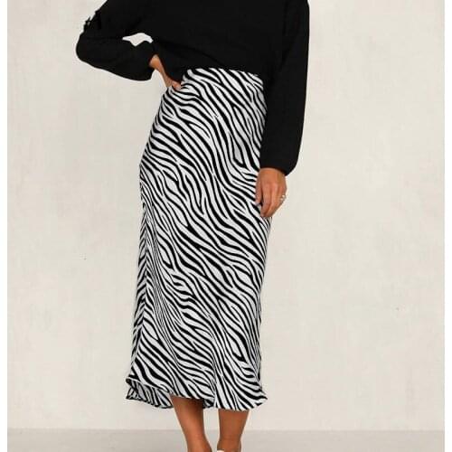 Women High Waist All-Match Elegant Split Skirts 2021 Sexy Zebra Print Skirt Mid-Length Casual Skirt Bodycon Femininas Streetwear