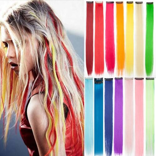S-noilite 1pack 20inch Synthetic Long Straight Color Highlight Hair Extension Clip In One Piece Hair Fake Hair Piece Hair Strips