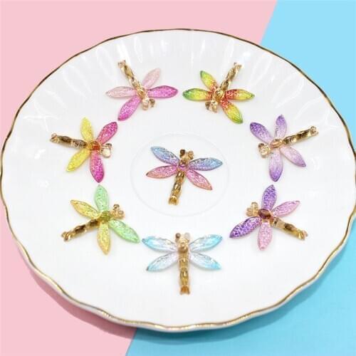 Julie Wang 10PCS Resin Dragonfly Charms Mixed Gradient Color Dragonfly Pendant Jewelry Making Accessory Table Decor