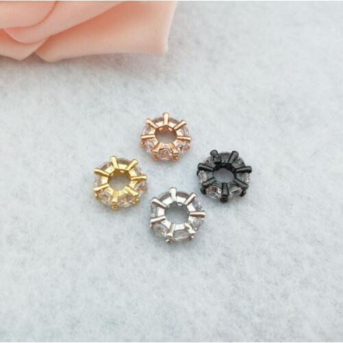 10 Pieces Metal Copper Micro Pave Zirconia Spacer Loose Beads For DIY Making Bracelets women Jewelry Finding BD343
