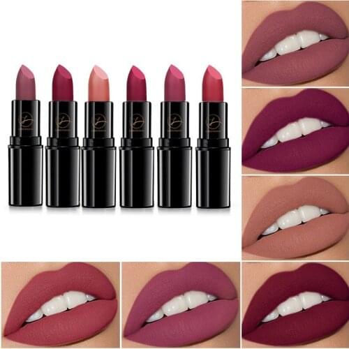 2021 New Matte Bullet Lipstick Waterproof Long-Lasting Velvet Lipstick Easy To Wear Nude batom Nutritious Makeup 6 Colors 3.5g