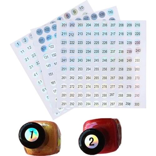 3Sheets DIY Craft Self Adhesive Tags Sticker Laser Number Label Stickers Gel Varnish Marking Numbering Manicure Tool