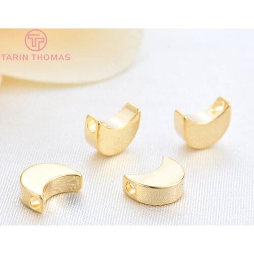 20 PCS 10x7MM Hole 1.5mm 24K Gold Plated Brass Moon Charms Pendants Jewelry Accessories