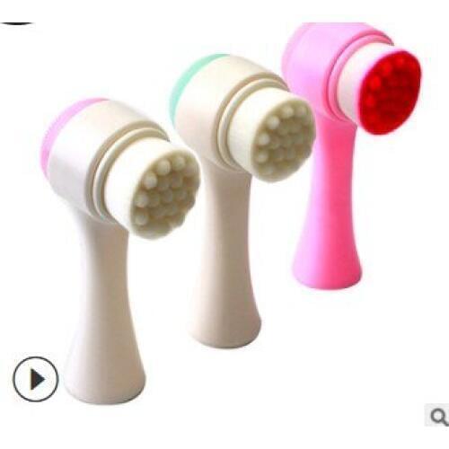 50pcs/lot Multi Silicone Manual Facial Brush 3D Soft Fiber Cleanser Double-sided Massage Brush Skin Care Tools HA519