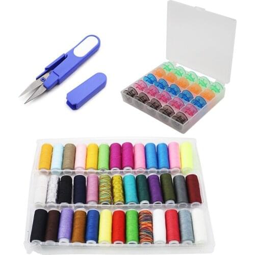 65pcs Sewing Tool Kit 200 Yards Each Sewing Thread Suitable for Sewing Machine Colorful Bobbin Sccissor Hand Sewing Accessories