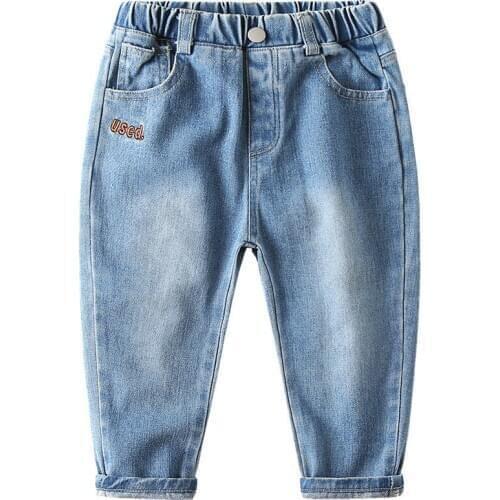 Baby Boy Trousers 1-6t Spring Autumn New casual Blue Jeans Girls Elastic Waist Trousers Solid Children Pants Jeans For Kid