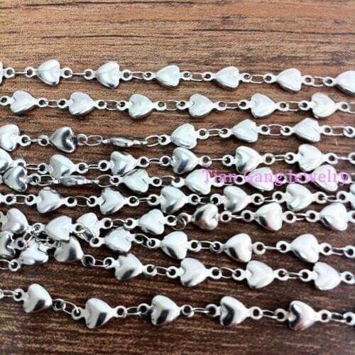 5mmWholesale Silver Color Stainless Steel Lovely Heart Shape DIY Chain Jewelry Finding Women Mens necklace