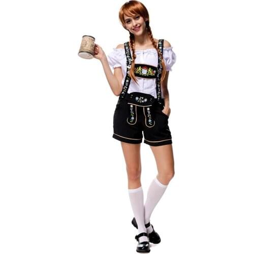 COLDKER Oktoberfest Adult Women Costume Lederhosen Bavarian German Beer Festival Ladys Halloween Cosplay