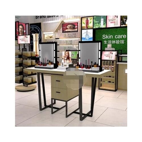 Cosmetics double-sided experience table display table shop island cabinet skin care and make-up experience table beauty salon sh