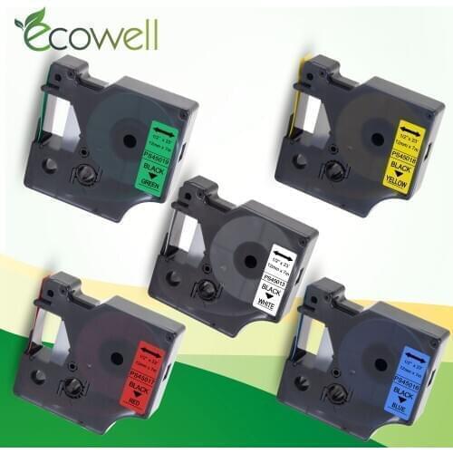 Ecowell 1PCS 12mm 45013 45016 45017 45018 45019 multicolor laminated label tape compatible for Dymo LabelManage 280 Writer Maker