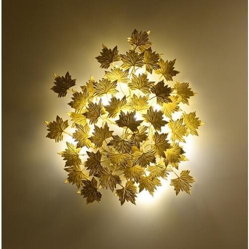 G9 led Postmodern Iron Golden Maple Leaves LED Lamp LED Light Wall lamp Wall Light Wall Sconce For Bedroom