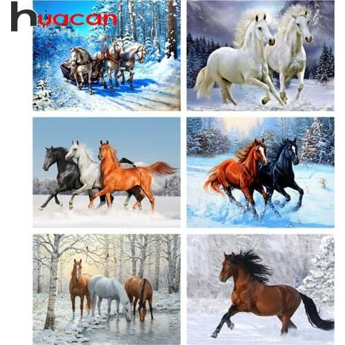 Huacan Full Square Diamond Painting 5d DIY Horse Diamond Embroidery Mosaic Animal Handmade Gift Home Decoration