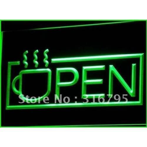 I537 OPEN Coffee Cup Lounge Cafe NEW LED Neon Light Light Signs On/Off Switch 20+ Colors 5 Sizes